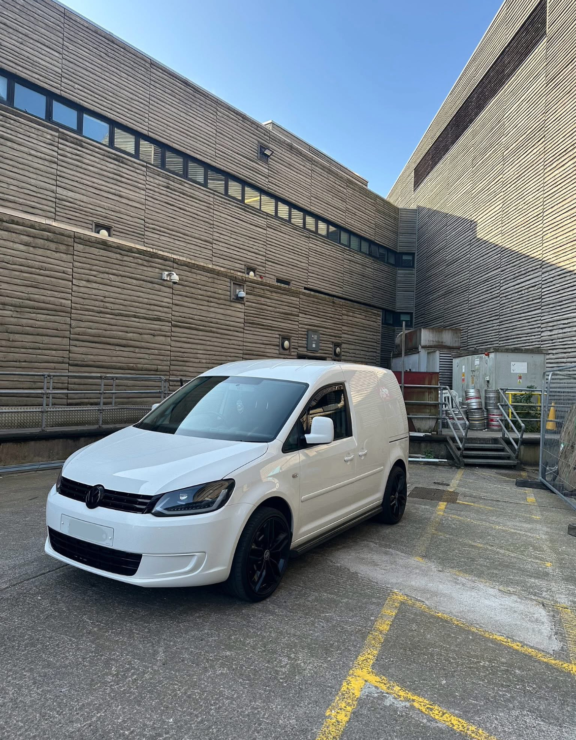 Cameron's white VW Caddy van in Cardiff